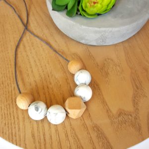 Greys Beech Wood & Silicone Necklace