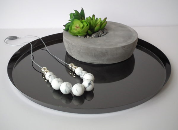 Bangalow Silicone Necklace - Marble & Silver
