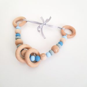 Pebble Rock Pram Garland - Grey, Pastel Blue, Powder Blue