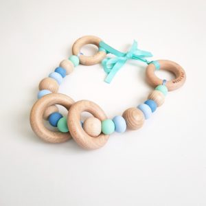 Pebble Rock Pram Garland - Pastel Blue, Mint, Powder Blue