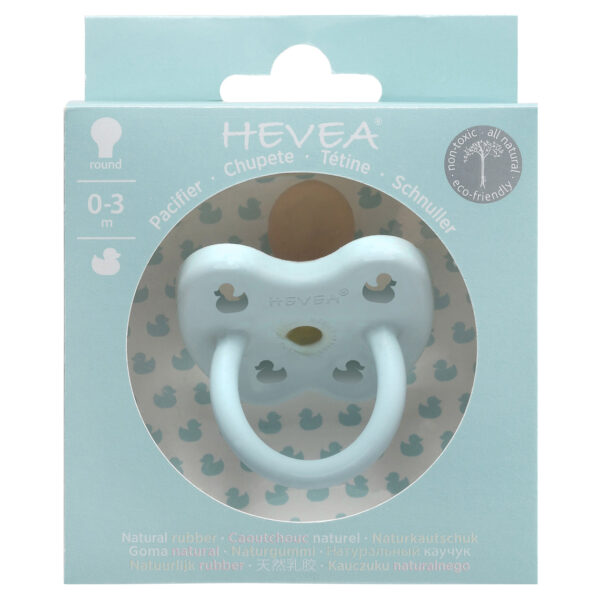 Hevea - Colour Pacifier - Round - Baby Blue - Size 0 to 3 months