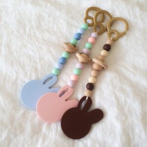 Silicone Bunny Pram Toys - Colours