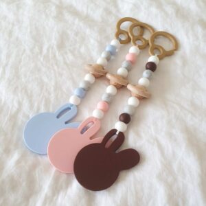 Silicone Bunny Pram Toys - Marble