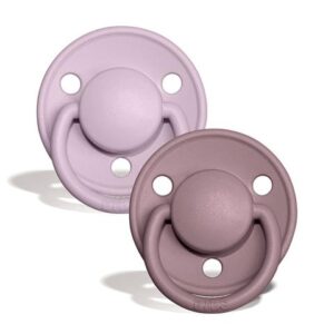 BIBS De Lux Silicone Dummy Twin Pack - Dusky Lilac & Heather