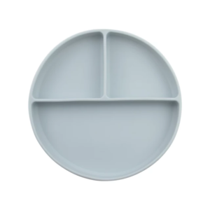 Silicone Divider Plate & Spoon - Light Grey